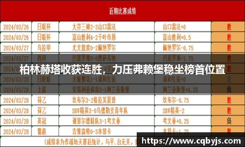 柏林赫塔收获连胜，力压弗赖堡稳坐榜首位置